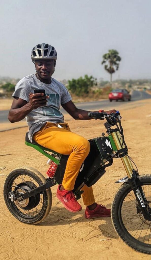 Lawrence Adjei on his Laptop Battery Powered Bike 
